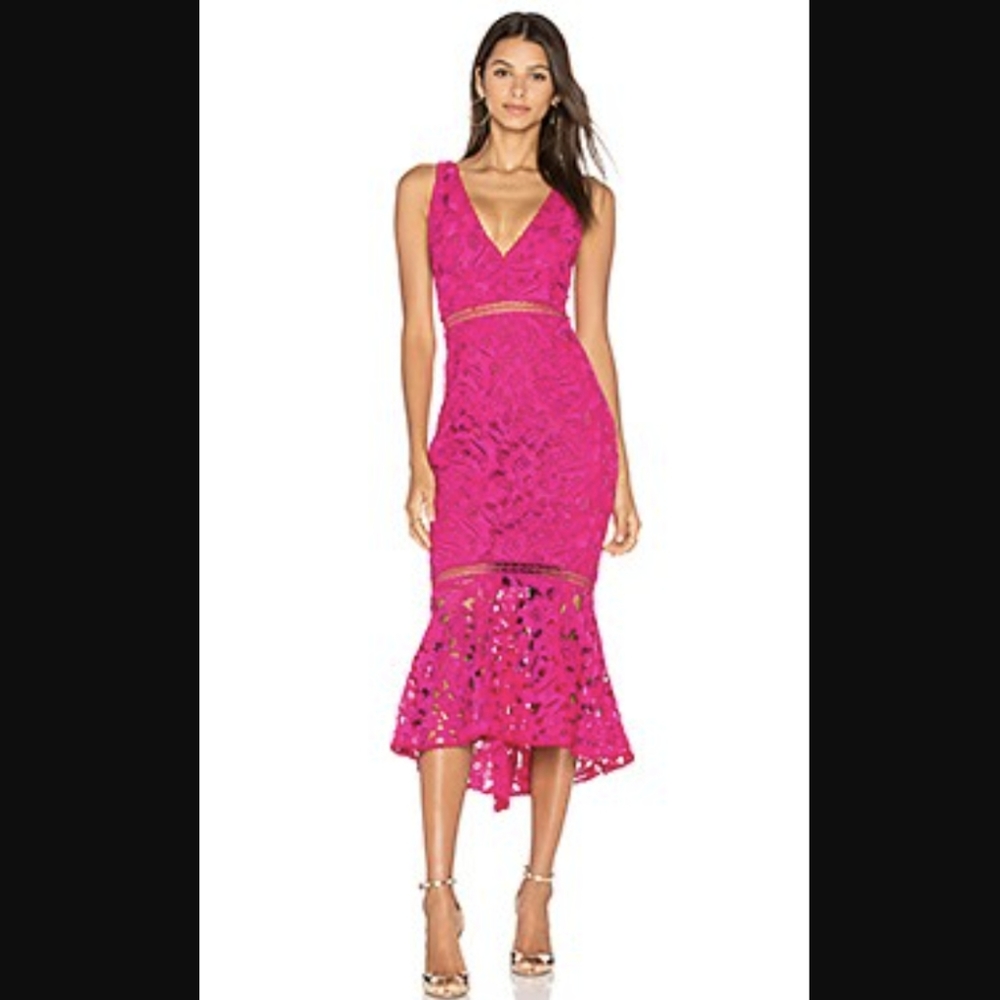 NICHOLAS Azalia Lace Dress Fuchsia